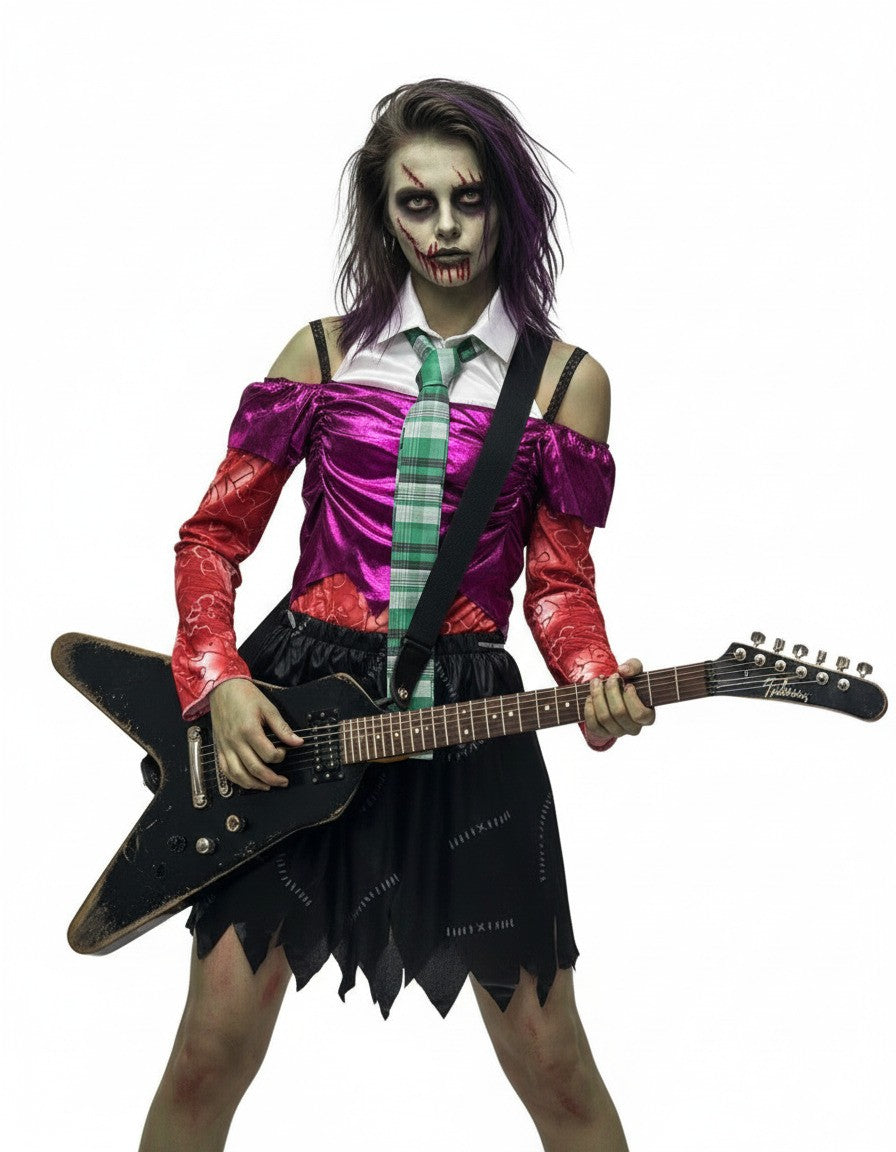 Disfraz de Rockera Zombie Infantil 1