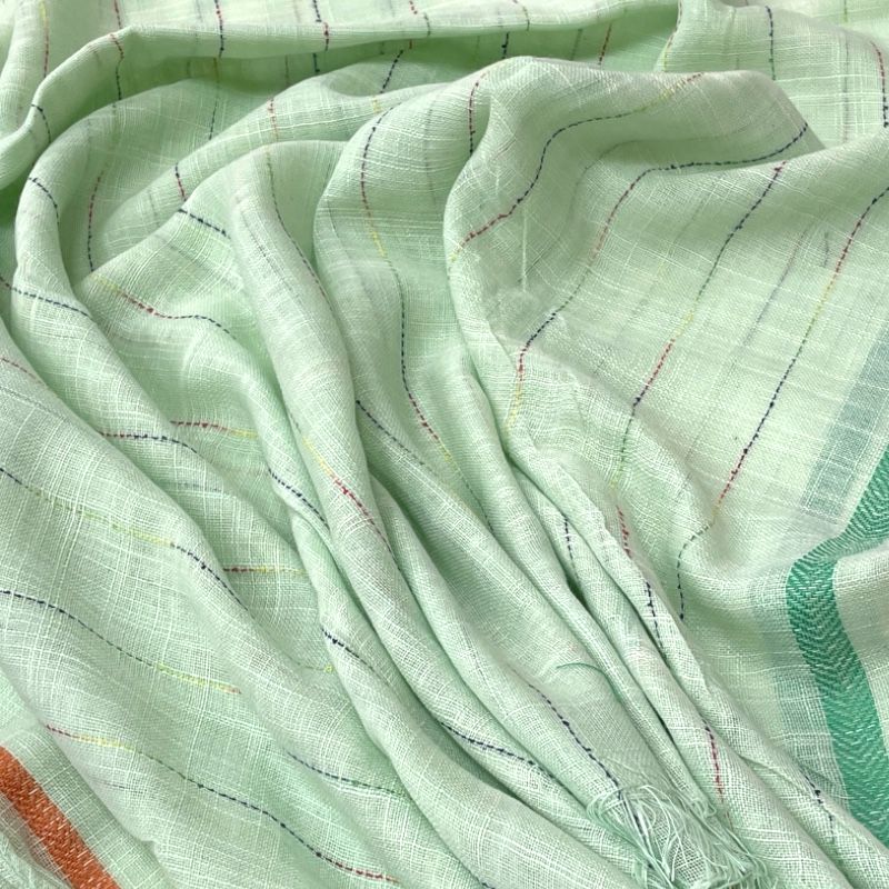 Fular lino rayas verde 1