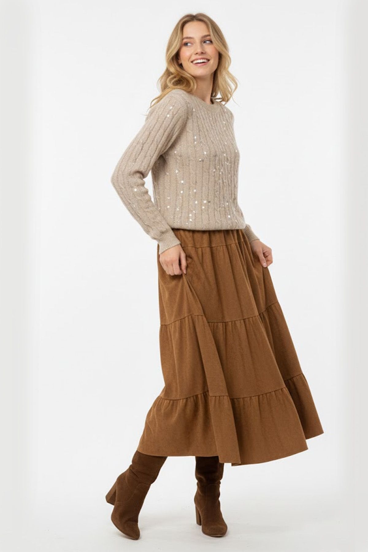 Jersey Nairobi beige + brillos 1