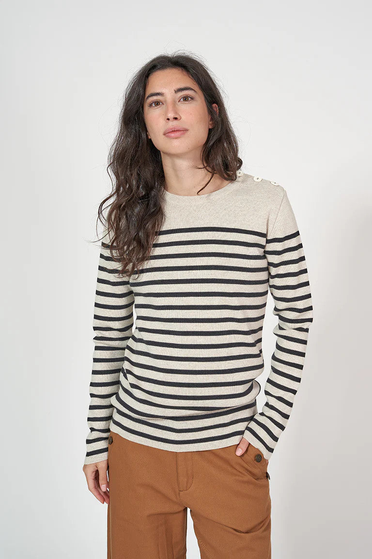 JERSEY LANA SRA BATELA RAYADO BOTONES 1