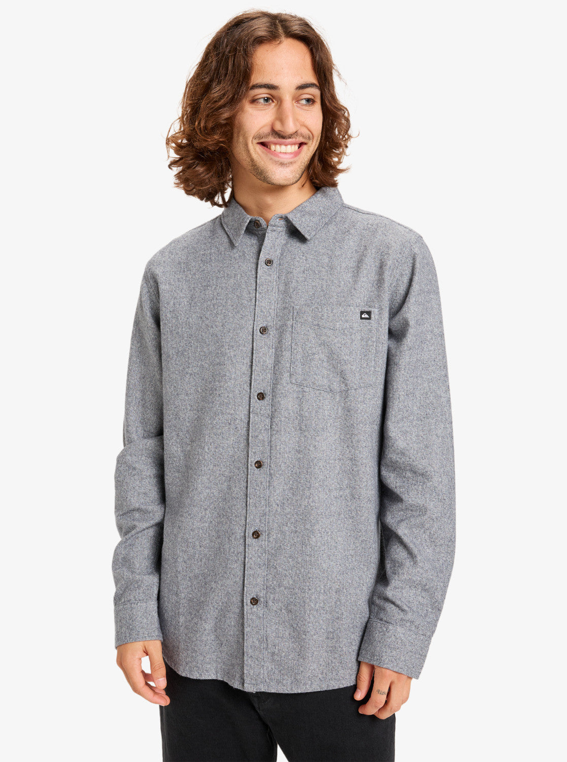 CAMISA HOMBRE FRANELA TEJIDO AGRADABLE JASPEADO AZUL GRIS MARCA QUIKSILVER 1
