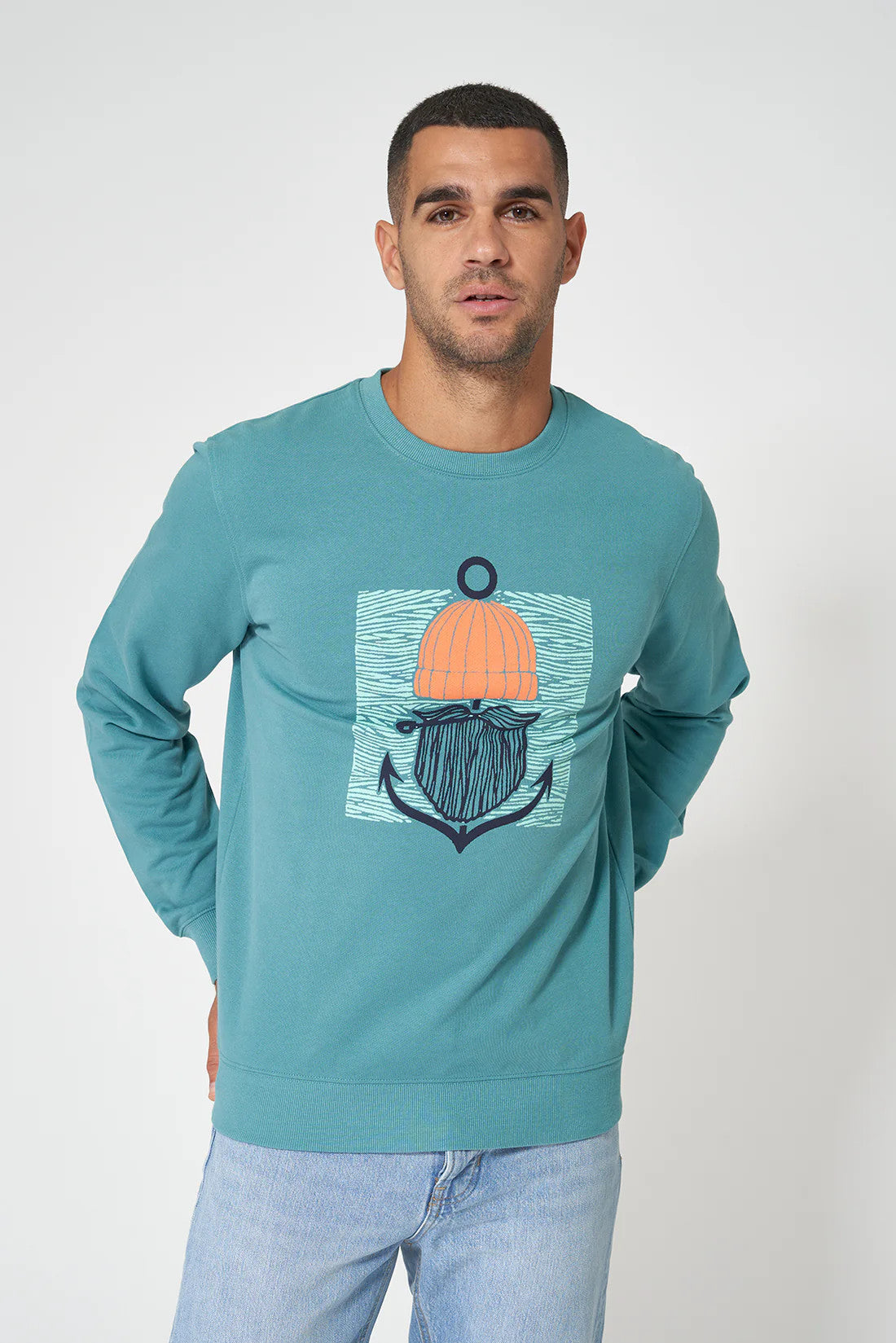SUDADERA BATELA TERRY DIBUJO MARINERO AZUL 2