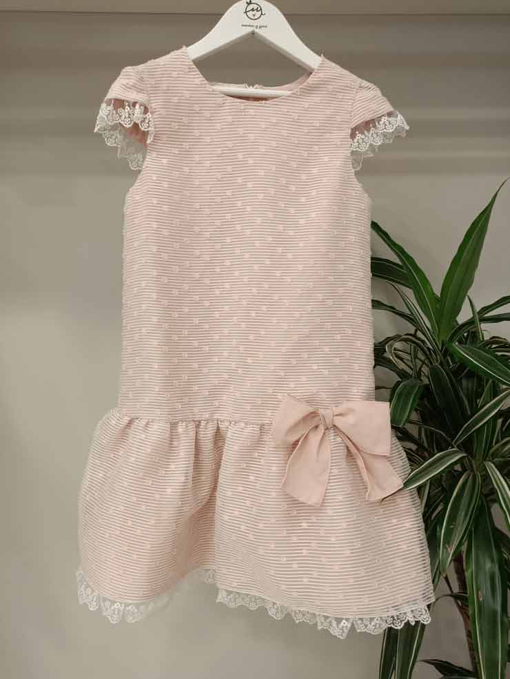 VESTIDO RAYITA PLUMETI TALLE BAJO, LAZO, PUNTILLA 1