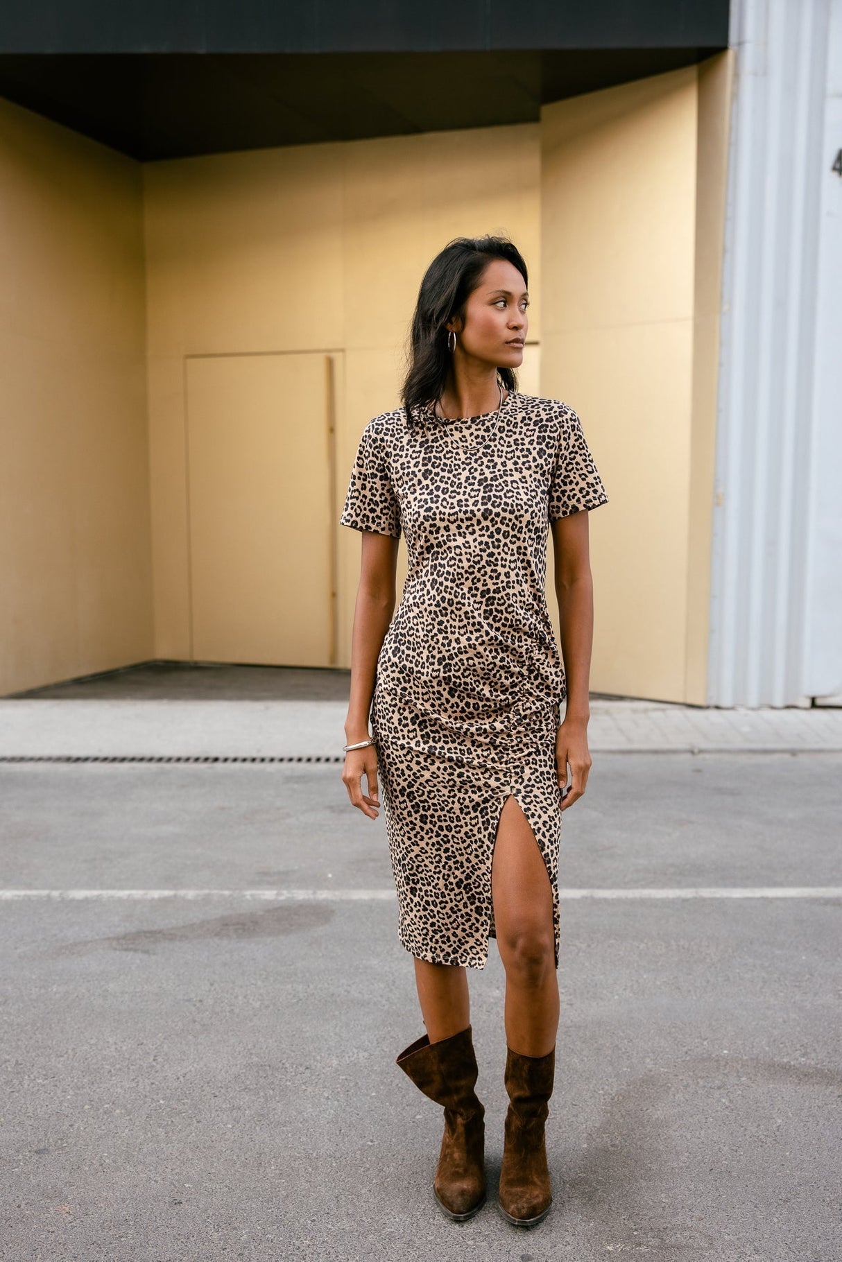 FREEMAN T. PORTER VESTIDO PRINT ANIMAL RIRI LEO SHINE