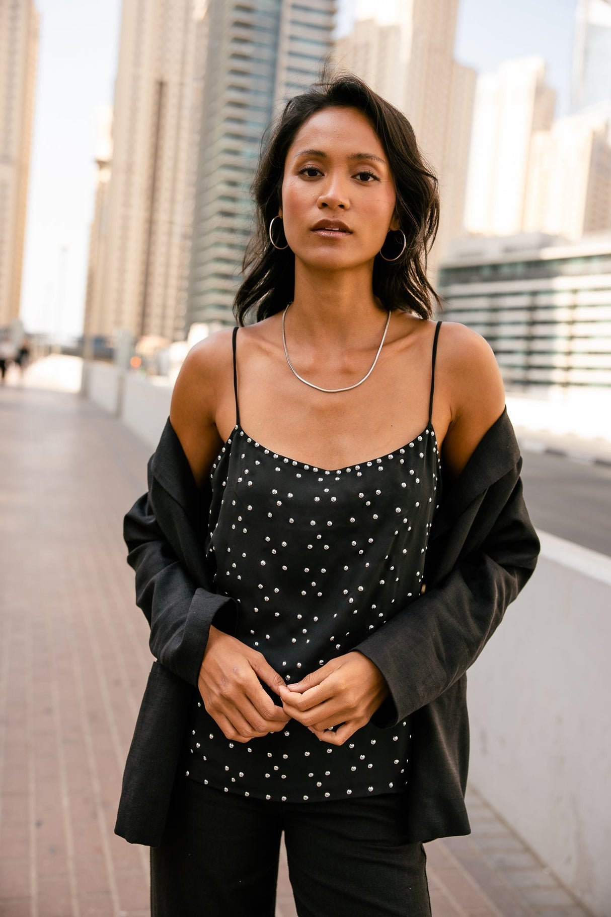 FREEMAN T. PORTER TOP TIRANTES TACHAS NEGRO ELJY PLAIN