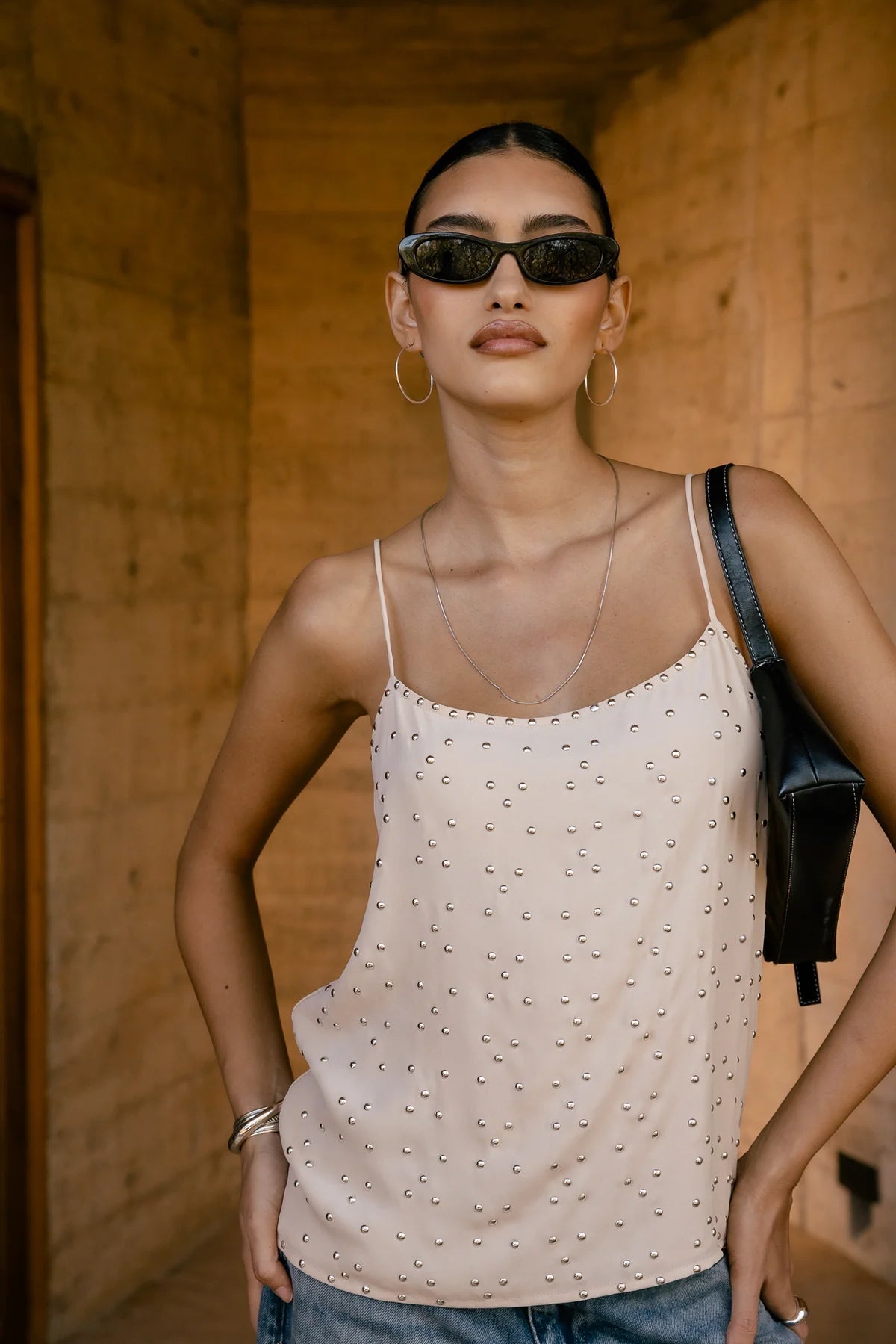 FREEMAN T. PORTER TOP TIRANTES TACHAS NUDE ELJY PLAIN