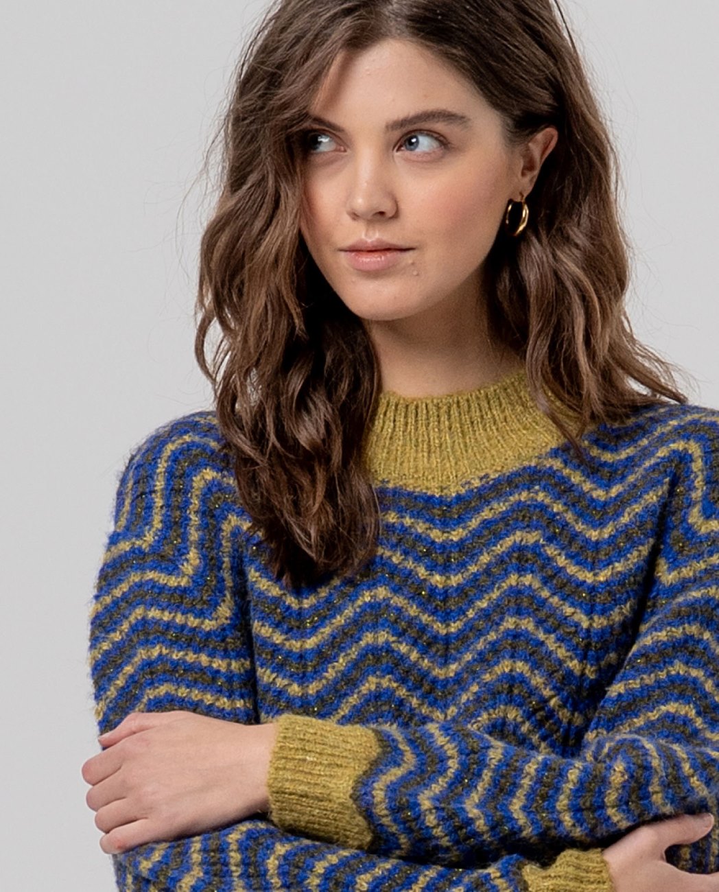 Jersey cuello perkins con ondas Verde Surkana