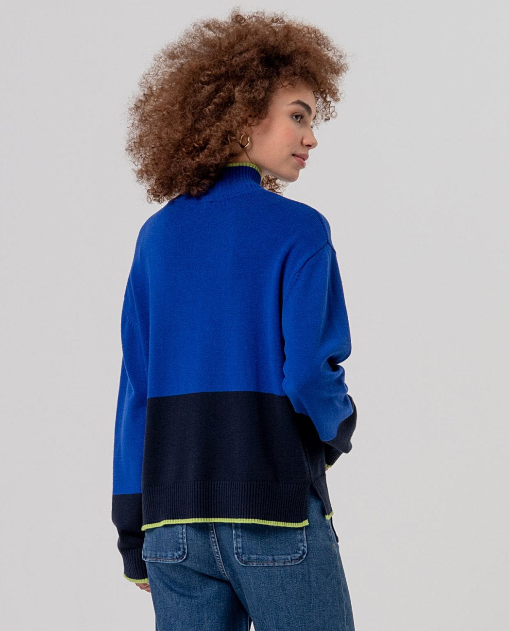 Jersey cuello perkins con contrastes Azul Cobalto Surkana