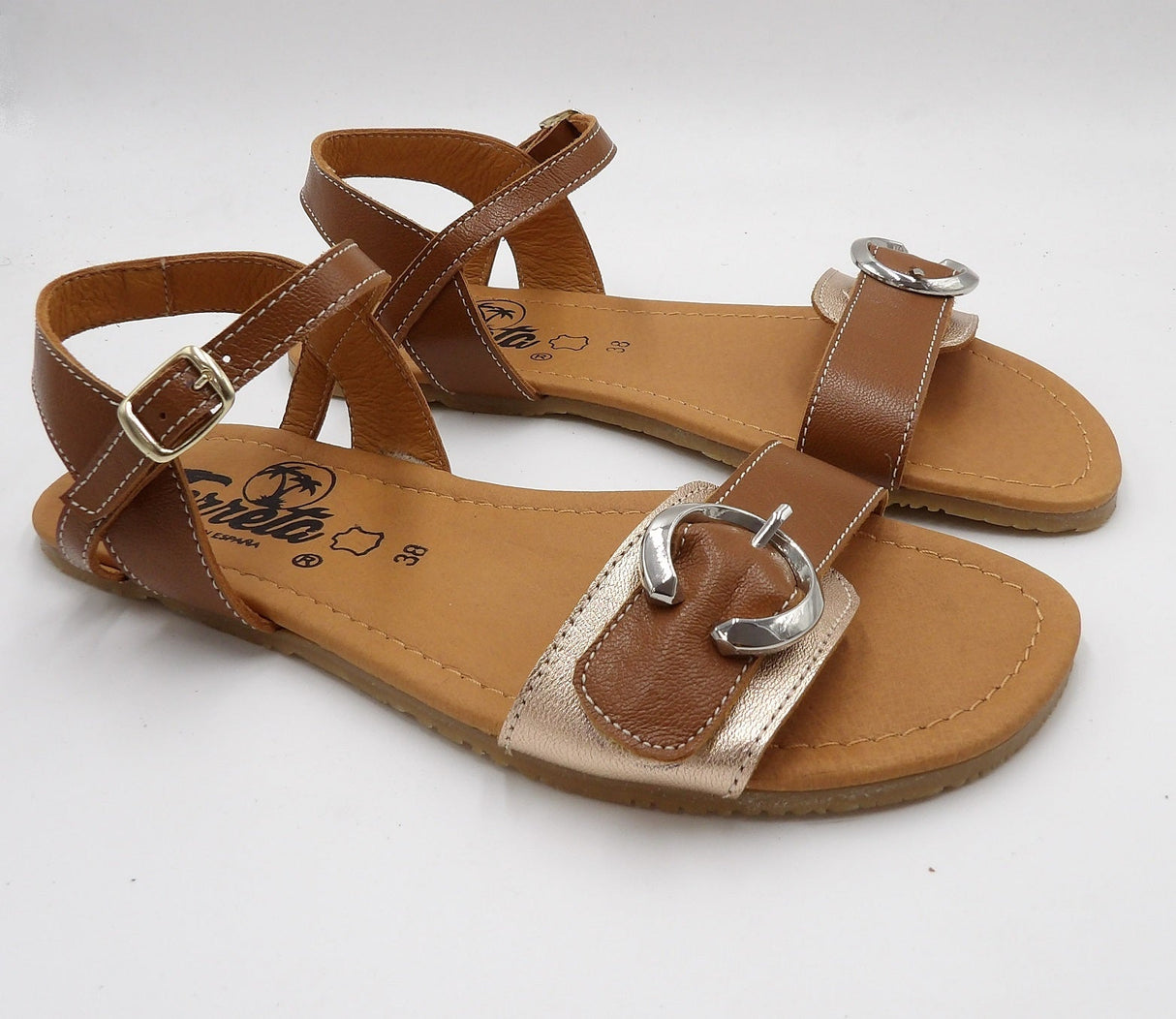 Sandalia barefoot Tabarca cuero/metalizado 1