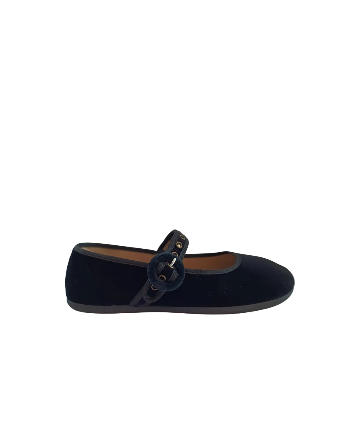 Merceditas barefoot de terciopelo Negro con hebilla y ojales 1