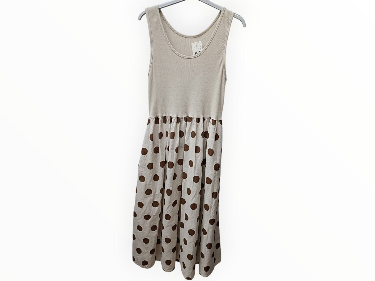 Vestido beige con lunares marrones 1