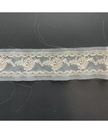 PUNTILLA TUL Bordado Flores 60mm Beig 1