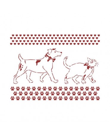 STENCIL Stamperia DAYDREAM Perro y Gato 20x15cm 1