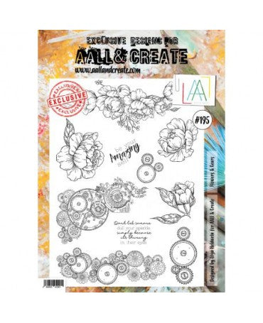 Sello Silicona ALL AND CREATE Flowers and Gears A4 1