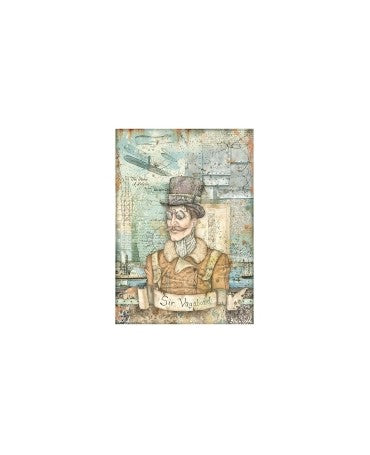 Papel arroz Stamperia A4 SIR VAGABOND AVIATOR Imagen 1