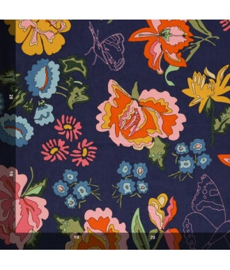 Tela Mez Nordic Garden Dream Stauder Blue Flores Azul 1