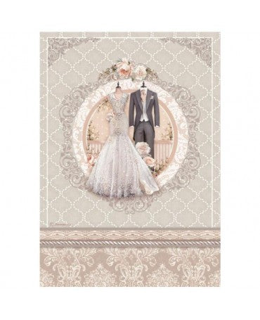 Papel arroz Stamperia A4 YOU AND ME Vestido de Novia 1