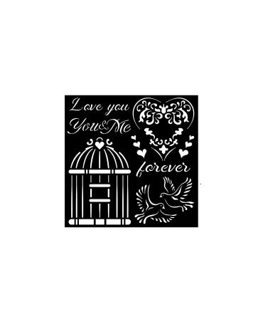 STENCIL Stamperia 18x18cm YOU AND ME Love Me 1