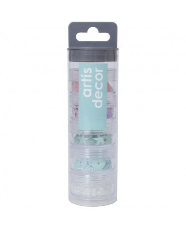 SET SHAKER Lentejuelas - Cuentas ARTIS DECOR Rosa - Mint 1