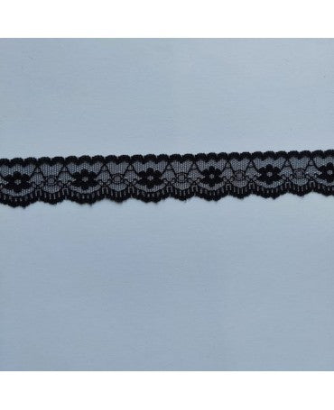 PUNTILLA negra NYLON Flores y As 24mm 1