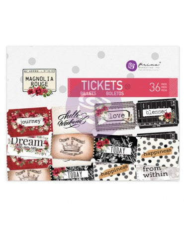 Die cuts Tickets PRIMA Magnolia Rouge 36pcs 1