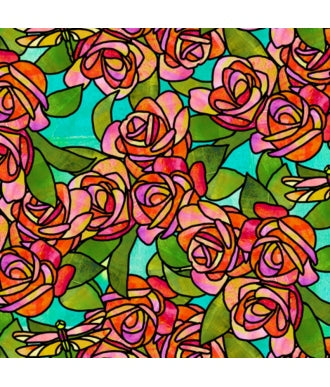 Tela QT Fabrics Stained Glass Garden Roses 28267-Q 1