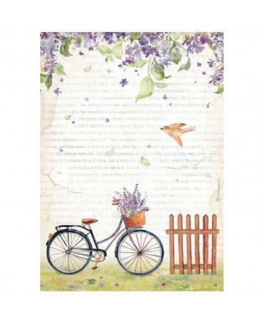 Papel arroz Stamperia A4 Welcome Home bicicletas 1