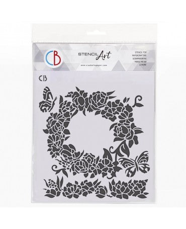 Stencil CIAO BELLA Reign of grace Roses wreath 20x20cm 1