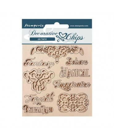CHIPS Stamperia14x14cm MAGIC FOREST Escrituras y platos 1