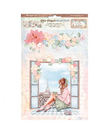 Papel arroz Stamperia A4 OH LA LA PACK (6UD) 1