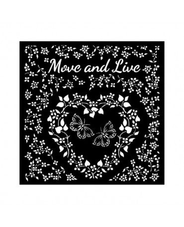 STENCIL Stamperia 18x18cm Sunflower Art Move and live heart 1