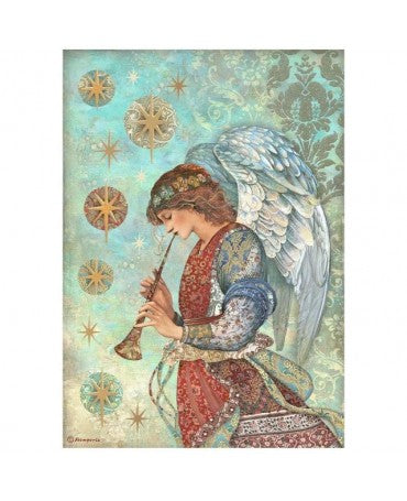 Papel arroz Stamperia A4 Christmas Greetings angel 1
