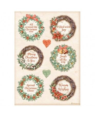 Papel arroz Stamperia A4 All Around Navidad 6 Guirnaldas 1