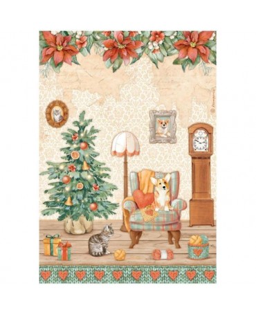 Papel arroz Stamperia A4 All Around Christmas dulce habitacion 1