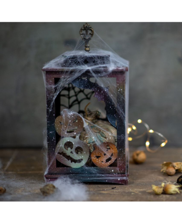 Madera Farol Halloween Telaraña 2