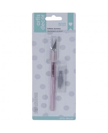 CUTER ARTIS DECOR ESTILETE ALUMINIO COLOR ROSA + 2 CUCHILLAS REPUESTO 1