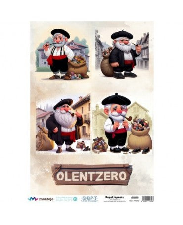 Papel Arroz Seda JAPONÉS SOFT A3 NAVIDAD Olentzero 4 1