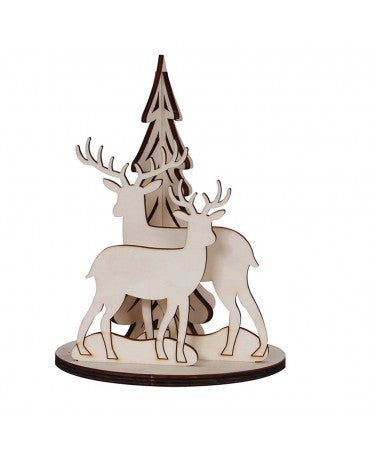 Madera BODEGON ESCENA NAVIDAD RENOS CON ARBOL 24X16,3CM 1