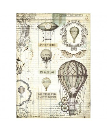 Papel arroz Stamperia A4 VOYAGES FANTASTIQUES BALLOON 1