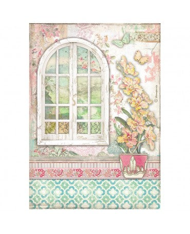 Papel arroz Stamperia A4 Orchids and Cats ventana 1