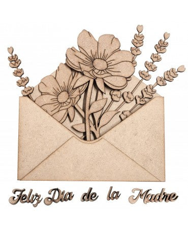 Madera DM día de la Madre Sobre + Flores 1