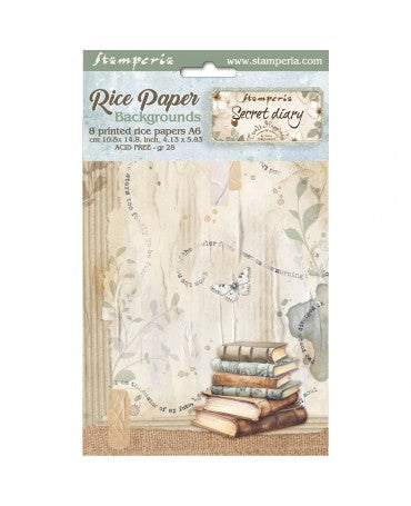 Papel arroz Stamperia A6 SECRET DIARY backgrounds (8UD) 1