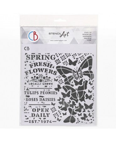 STENCIL CIAO BELLA spring fresh flowers 20x20cm 1
