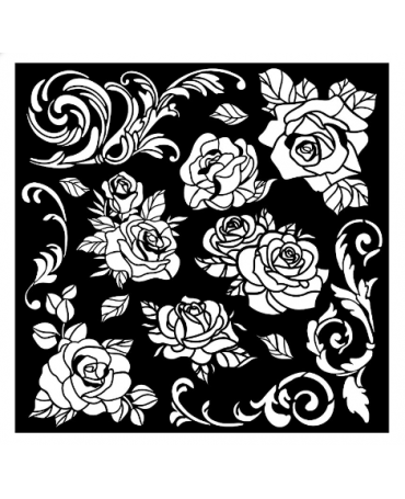 STENCIL Stamperia 18x18cm Shabby Rose Rosa 1