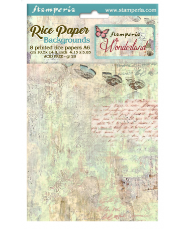 Papel arroz Stamperia A6 Wonderland backgrounds (8UD) 1
