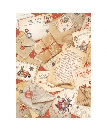Papel arroz Stamperia A4 GEAR UP FOR CHRISTMAS POSTALES 1
