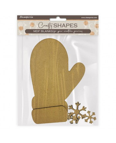 Madera Silueta DM stamperia Guantes y copos de nieve 1