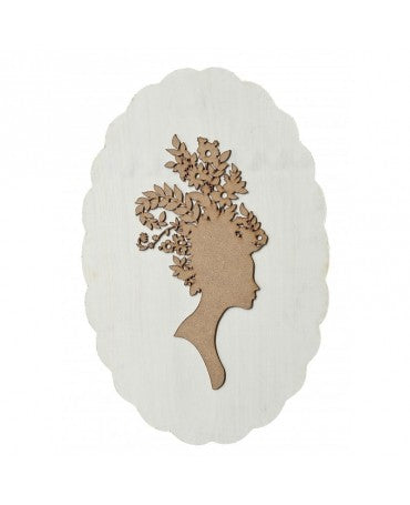Madera Silueta mujer margaritas DM + tabla 1