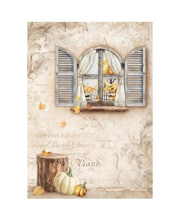 Papel arroz Stamperia A4 Golden Harmony ventana 1