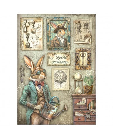 Papel arroz Stamperia A4 ALTEREGO RABBIT 1